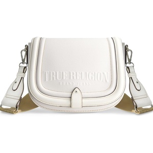 True Religion Women’s True Religion Saddle Bag, Women’s Denim and Faux Leather Crossbody Purse With Adjustable Shoulder Strap(White)