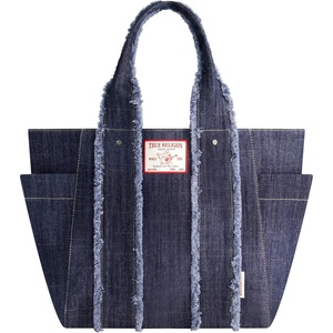 True Religion Women’s True Religion Tote Bag, Women’s Travel Purse Handbag With Frayed Handle(Dark Denim)