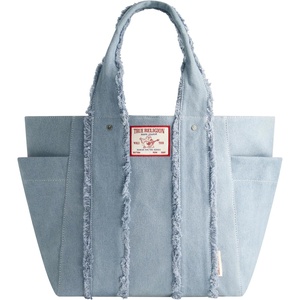 True Religion Women’s True Religion Tote Bag, Women’s Travel Purse Handbag With Frayed Handle(Denim)