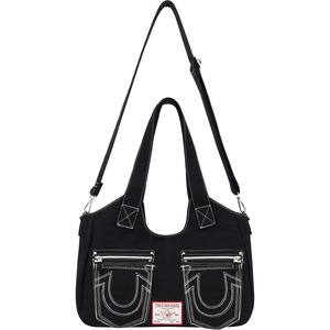 True Religion Women’s True Religion Women’s Satchel Bag, Crossbody Purse Handbag With Horseshoe Logo Stitching(Black)