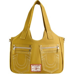 True Religion Women’s True Religion Women’s Satchel Bag, Crossbody Purse Handbag With Horseshoe Logo Stitching(Tan)
