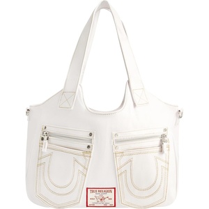 True Religion Women’s True Religion Women’s Satchel Bag, Crossbody Purse Handbag With Horseshoe Logo Stitching(White)
