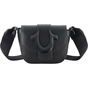 True Religion Women’s Women’s Crossbody Bag, Mini Flap Adjustable Shoulder Handbag With Horseshoe Logo(Black)