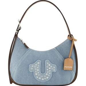 True Religion womens Women’s Shoulder Bag Purse, Studded Logo Crescent Hobo Handbag With Adjustable Strap