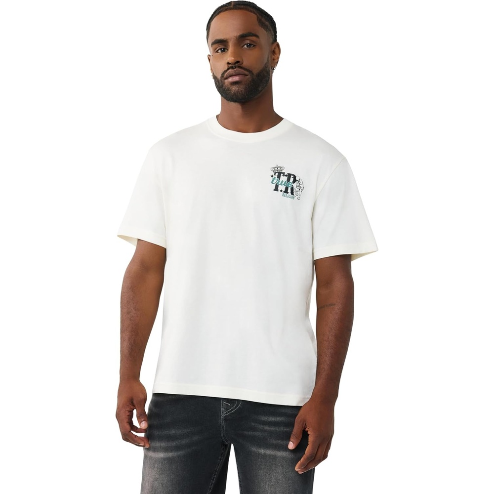 image:imageTrue Religion Mens High Density Logo Tee  Graphic Print Crew Neck EuropeanInspired DesignWinter White