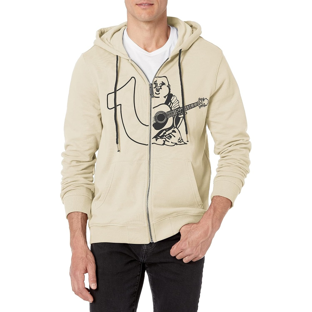 image:imageTrue Religion Mens Large Branded Long Sleeve Zip Up HoodieBone White