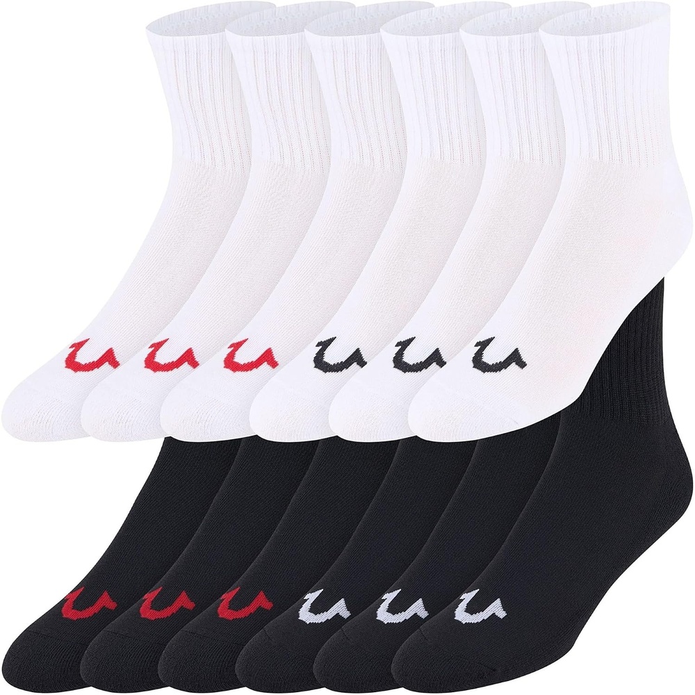 image:imageTrue Religion Mens Mid Crew Socks for Men 12 Pack Premium Athletic SocksBlkWht