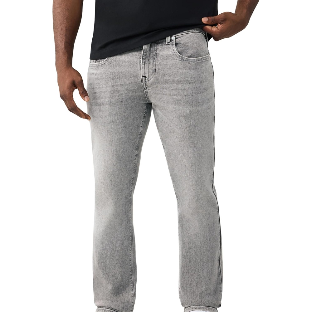 image:imageTrue Religion Mens Ricky Skinny No Flap Straight Jeans  Cotton Blend Straight Fit Signature StitchingGrey Wolf Wash