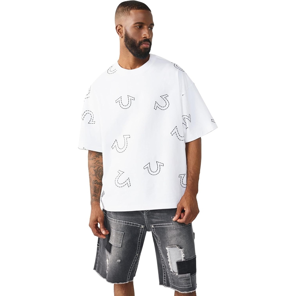 image:imageTrue Religion Mens Ss Hs Print Oversized TeeOptic White