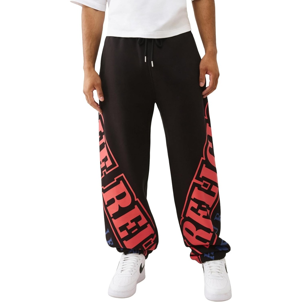 image:imageTrue Religion Overt Arch Logo Baggy Joggers for Men  Oversized Sweatpants with Drawstring Waist amp Pockets