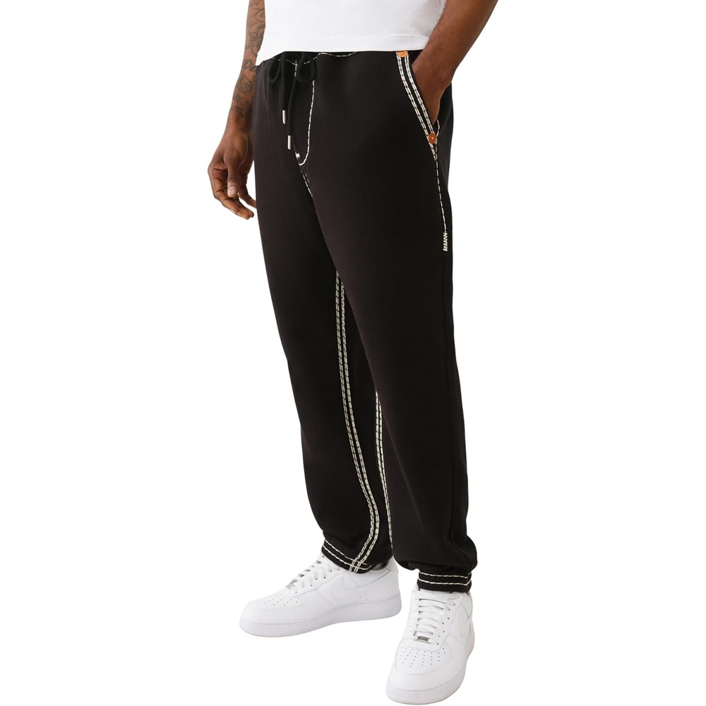 image:imageTrue Religion Super QT Mens Jogger  Relaxed Fit Sweatpants with Fleece Lining Super T Stitching