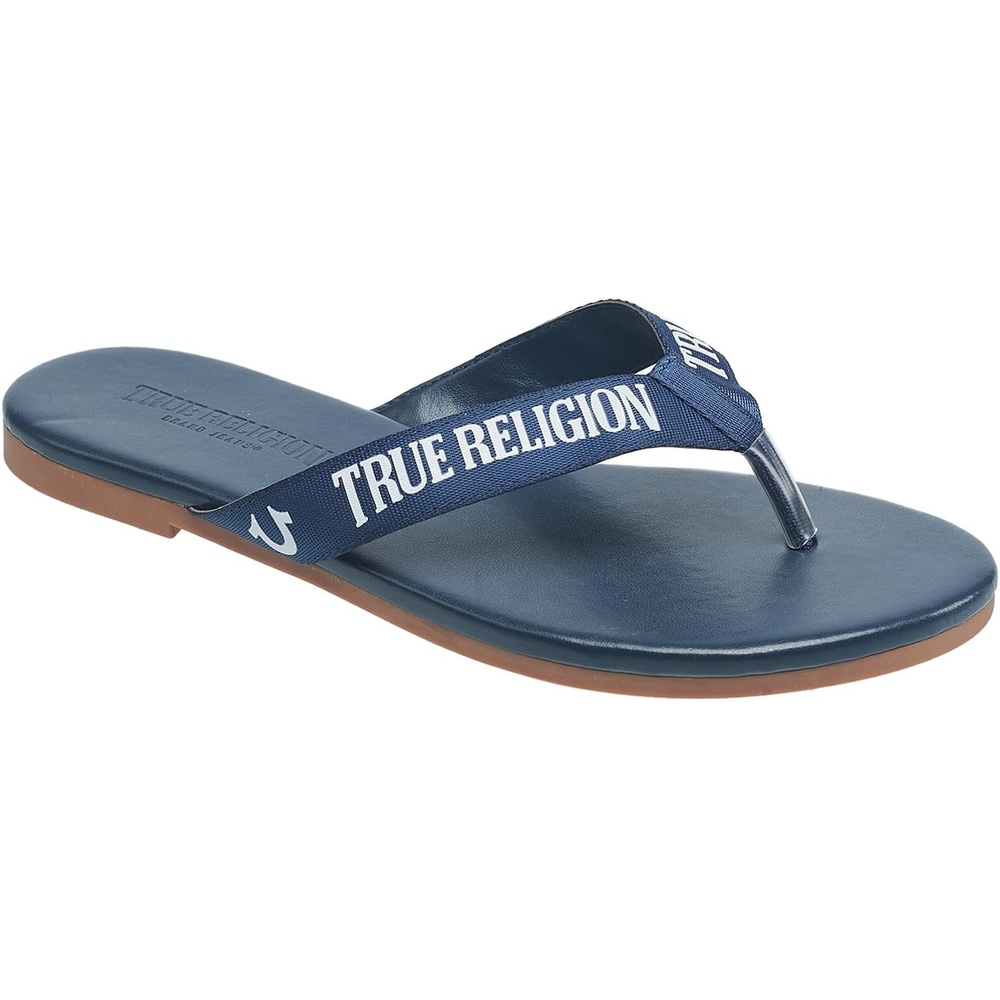 image:imageTrue Religion Womens Logo Flip Flop Sandals  Slim Strap Design with Branded DetailingBlue