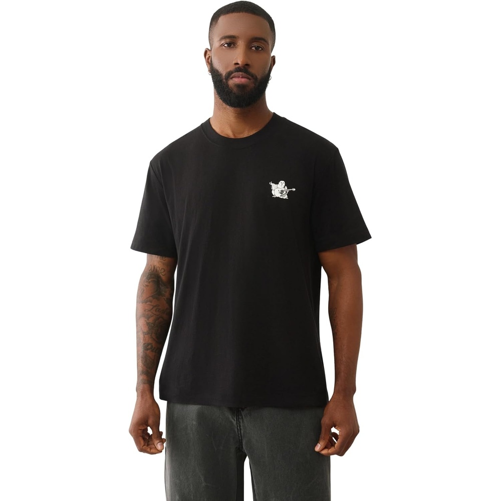 image:imageTrue Religion World Tour Tee  Mens Graphic TShirt Short Sleeve Cotton Crewneck Logo TopJet Black