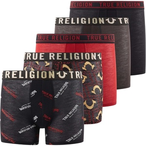 True Religion Boys Underwear 5 Pack Modal Premium Boxer Briefs Boys 6-18(Red/Black Assorted)