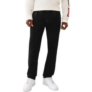 True Religion Geno SN No Flap Jeans for Men | 32″ | Black Denim Pants with Big T Stitching & Horseshoe Detail