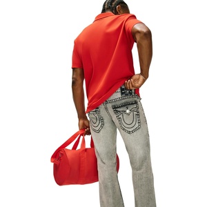 True Religion Men’s Billy Super T Flap Straight Jeans | Flap Pocket, Cotton Blend, 34-Inch Inseam(Gravel Root Grey Wash)