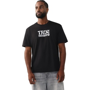True Religion Men’s Buddha Logo Tee | Felt Horseshoe | Buddha Graphic, Premium Cotton(Jet Black)
