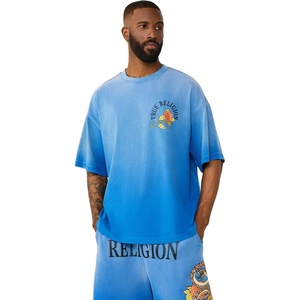 True Religion Men’s Floral Snake Oversized Tee | 100% Cotton(Lapis Blue)