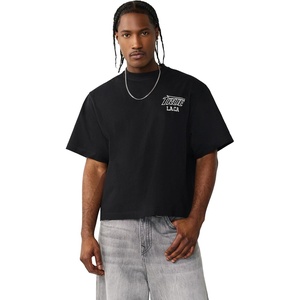 True Religion Men’s Heavyweight Mesh Logo Tee – Crew Neck, Short Sleeves, Arched Logo Patch(Jet Black)