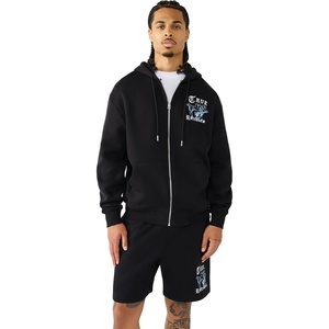 True Religion Men’s Logo Zip Hoodie – Cotton Blend Sweatshirt, Full Zip, Comfortable & Warm Fit(Jet Black)