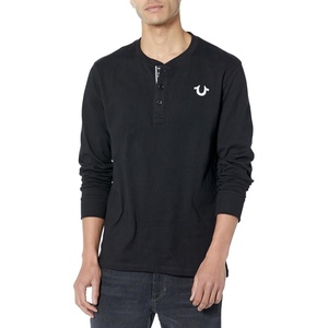 True Religion Men’s Ls Branded Henley(Jet Black)