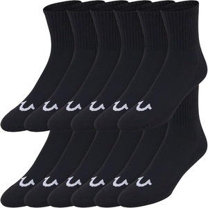 True Religion Mens Mid Crew Socks for Men, 12 Pack Premium Athletic Socks(Black)