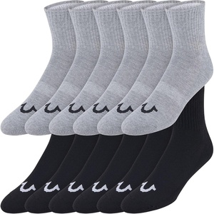 True Religion Mens Mid Crew Socks for Men, 12 Pack Premium Athletic Socks(Blk/Gry)