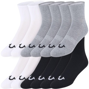 True Religion Mens Mid Crew Socks for Men, 12 Pack Premium Athletic Socks(Blk/Gry/Wht)