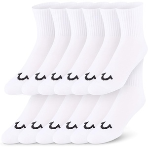 True Religion Mens Mid Crew Socks for Men, 12 Pack Premium Athletic Socks(White)