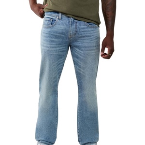 True Religion Men’s Ricky Skinny No Flap Straight Jeans – Cotton Blend, Straight Fit, Signature Stitching(Light Bucking Wash)