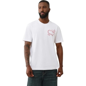 True Religion SS Puff Cat Tee | Men’s Crewneck Short Sleeve Graphic Premium Cotton Tee(Optic White)