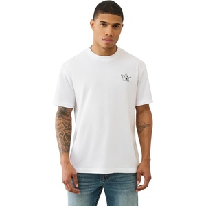 True Religion World Tour Tee | Men’s Graphic T-Shirt, Short Sleeve Cotton Crewneck Logo Top(Optic White)